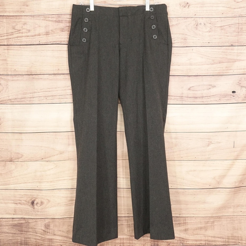 Gap Pants Womens 10 Gray Dress Pants Stretch Button Front Twill 34x32 Pockets